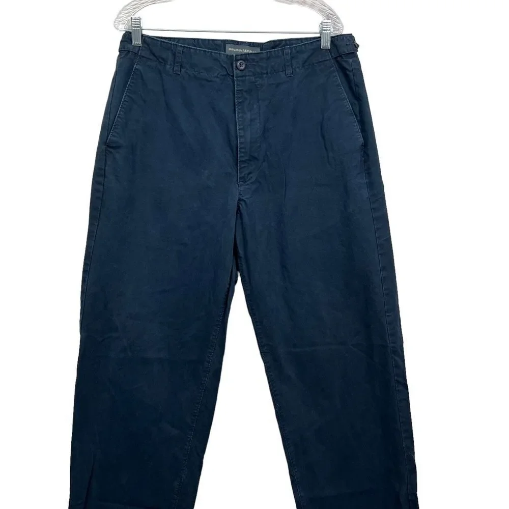 Banana Republic Men Chino Pants Straight Flat Front Slash Pockets Navy Size W34*